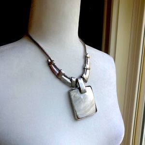 Artisan chunky silver and shell necklace